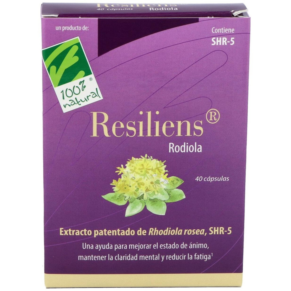 100% Natural Resiliens Rodiola 40 Cápsulas
