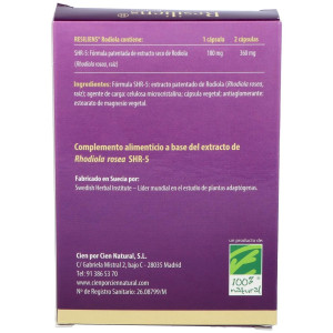 100% Natural Resiliens Rodiola 40 Cápsulas