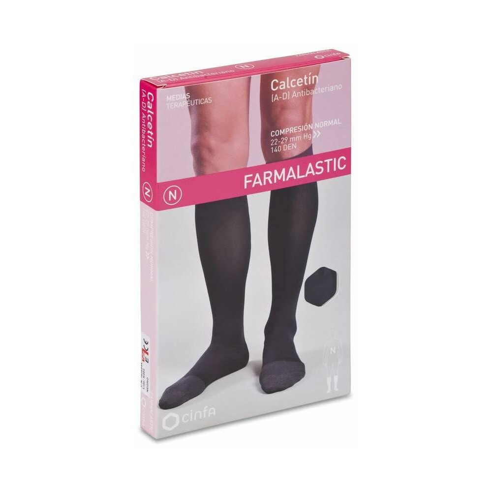 Farmalastic Calcetín Antibacteriano Negro Compresión Normal Talla Extra Grande, 1 Par