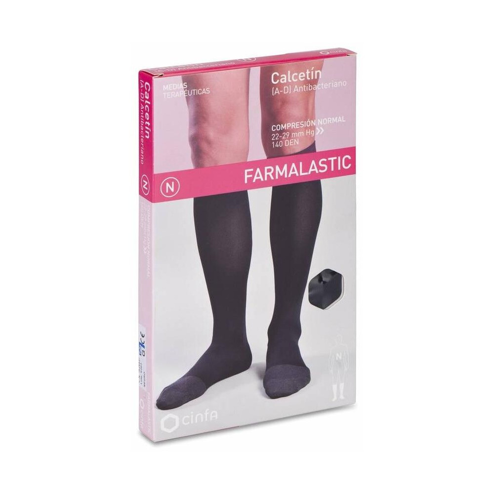 Farmalastic Calcetín Antibacteriano Negro Compresión Normal Talla Grande, 1 Par