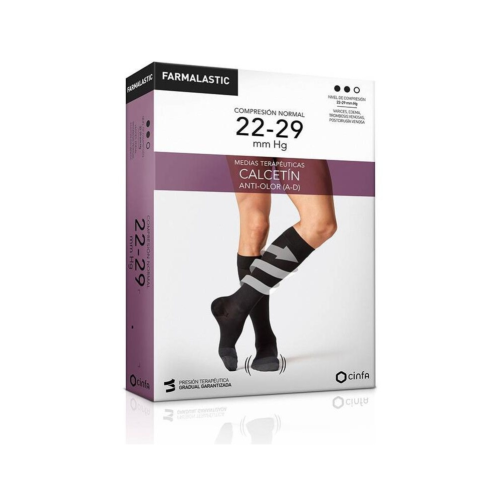 Farmalastic Calcetín Antibacteriano Negro Compresión Normal Talla Pequeña, 1 Par