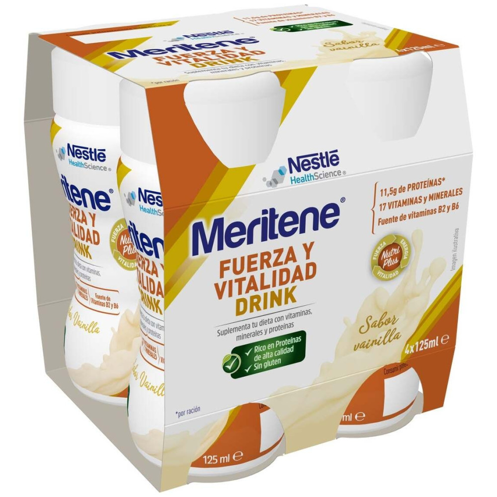 Meritene Drink Vainilla Botella 125 Ml, 4 Uds