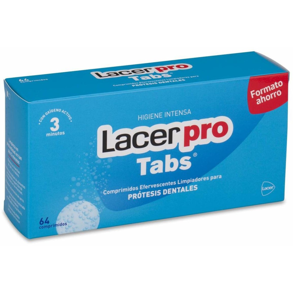 Lacer Pro Tabs Limpieza Prótesis Dental Comprimidos, 64 Uds