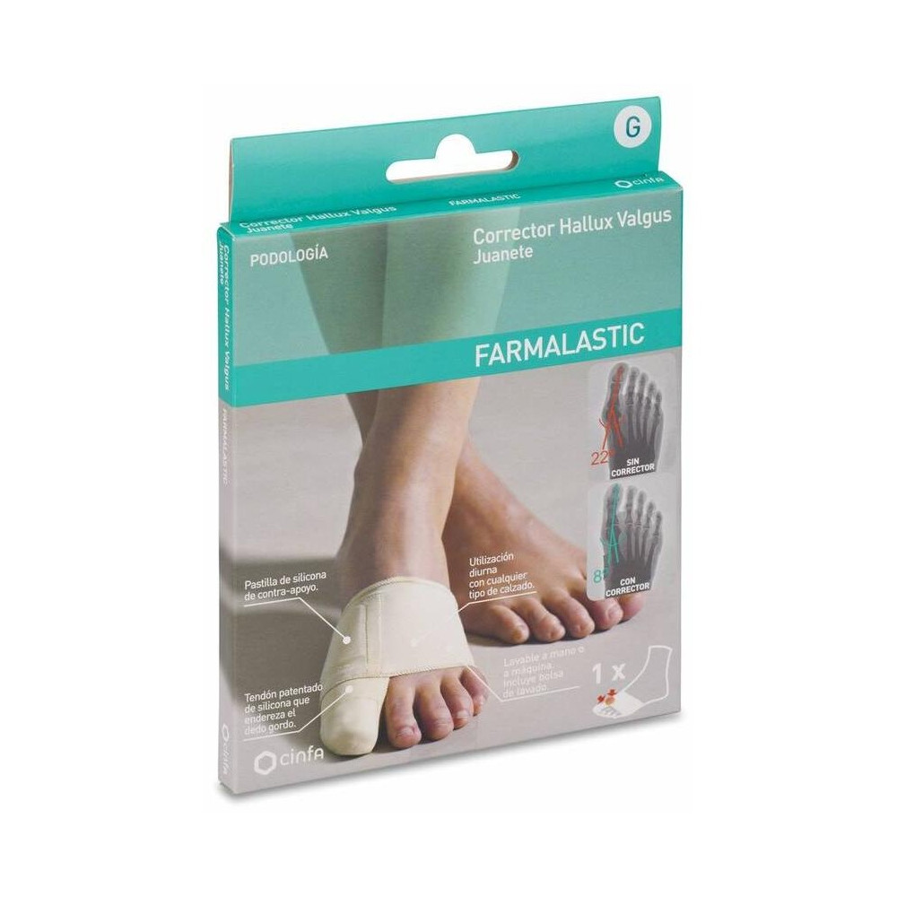 Farmalastic Corrector Juanete/Hallux Valgus Talla Grande, 1 Ud