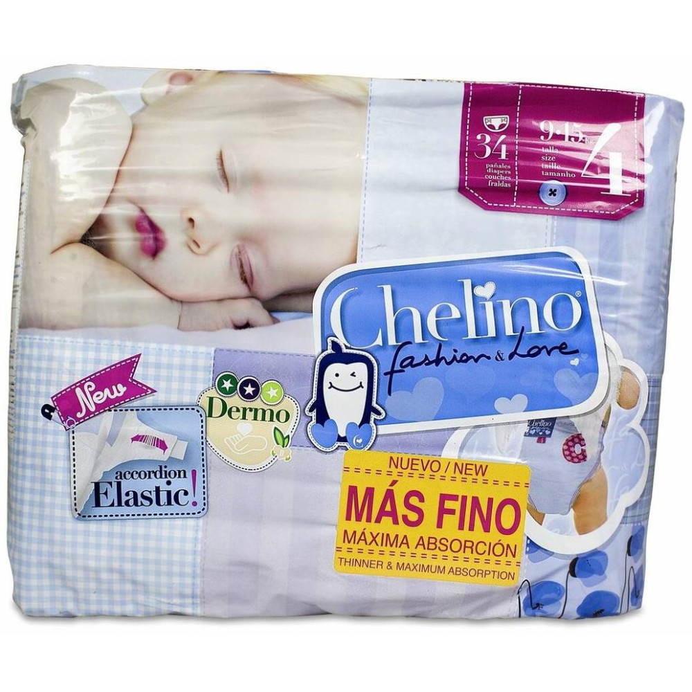 Chelino Fashion Y Love Pañales Gateo Talla 4 (9-15 Kg), 34 Uds