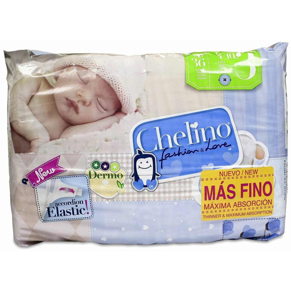 Chelino Fashion Y Love. Talla 3 4 - 10 Kg, 36 Uds