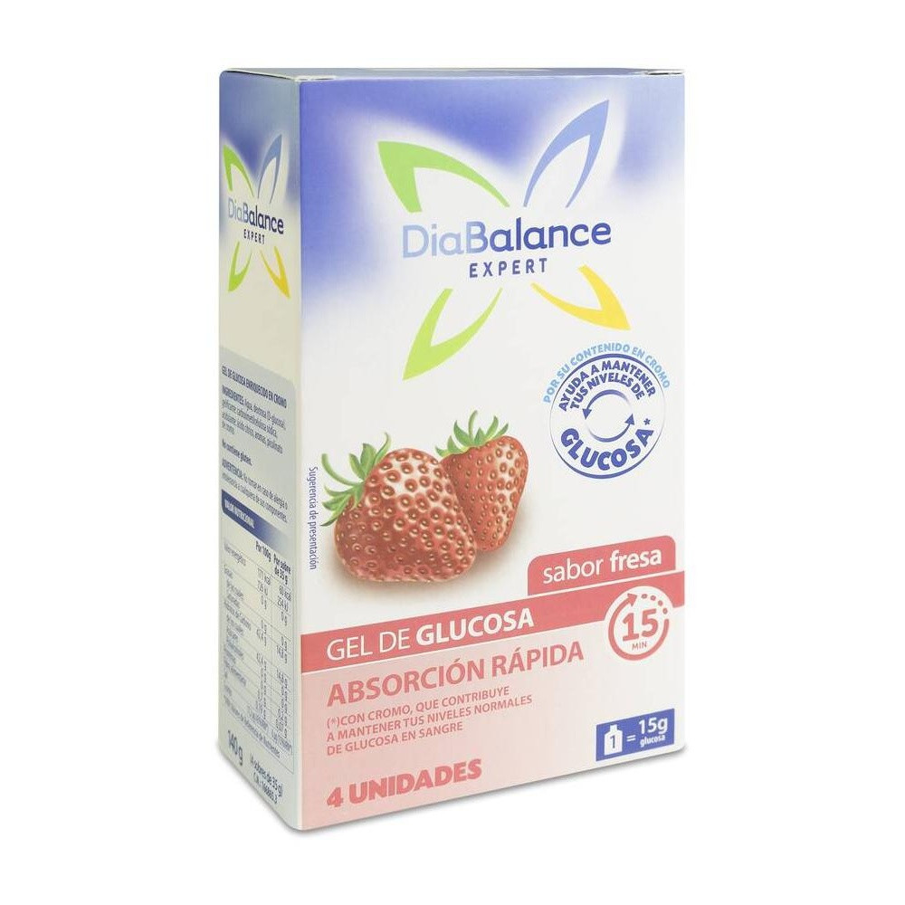 Diabalance Expert Gel Glucosa Absorción Rápida Fresa, 4 Sobres