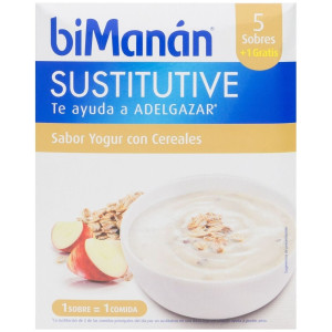 Bimanán Natillas Sustitutivas Sabor Yogur Con Cererales 6Uds