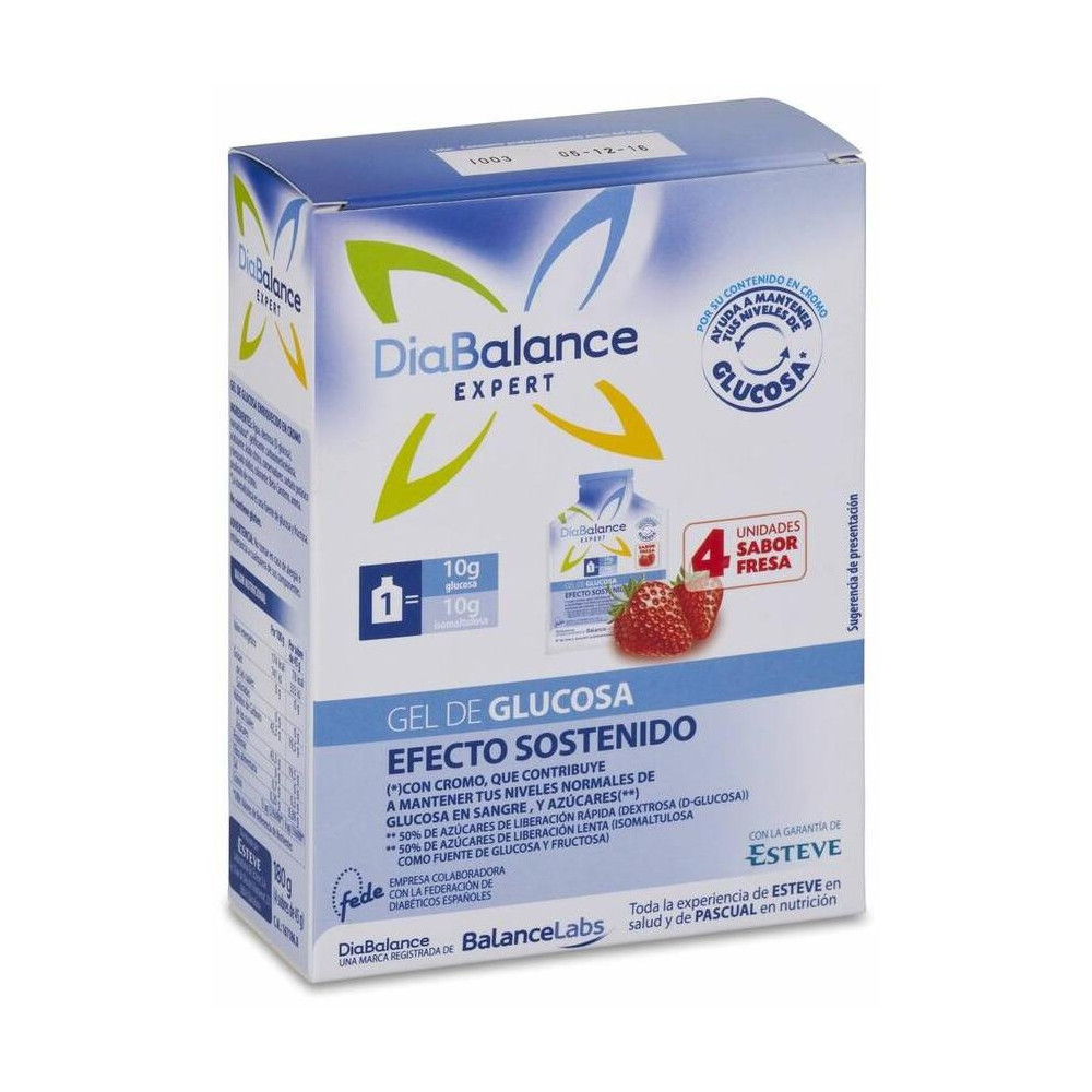Diabalance Expert Gel De Glucosa De Efecto Sostenido Fresa, 4 Sobres