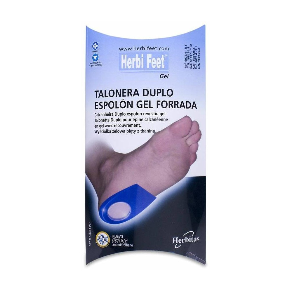Herbifeet Talonera Duplo Espolón Gel Forrada Talla L, 1 Par