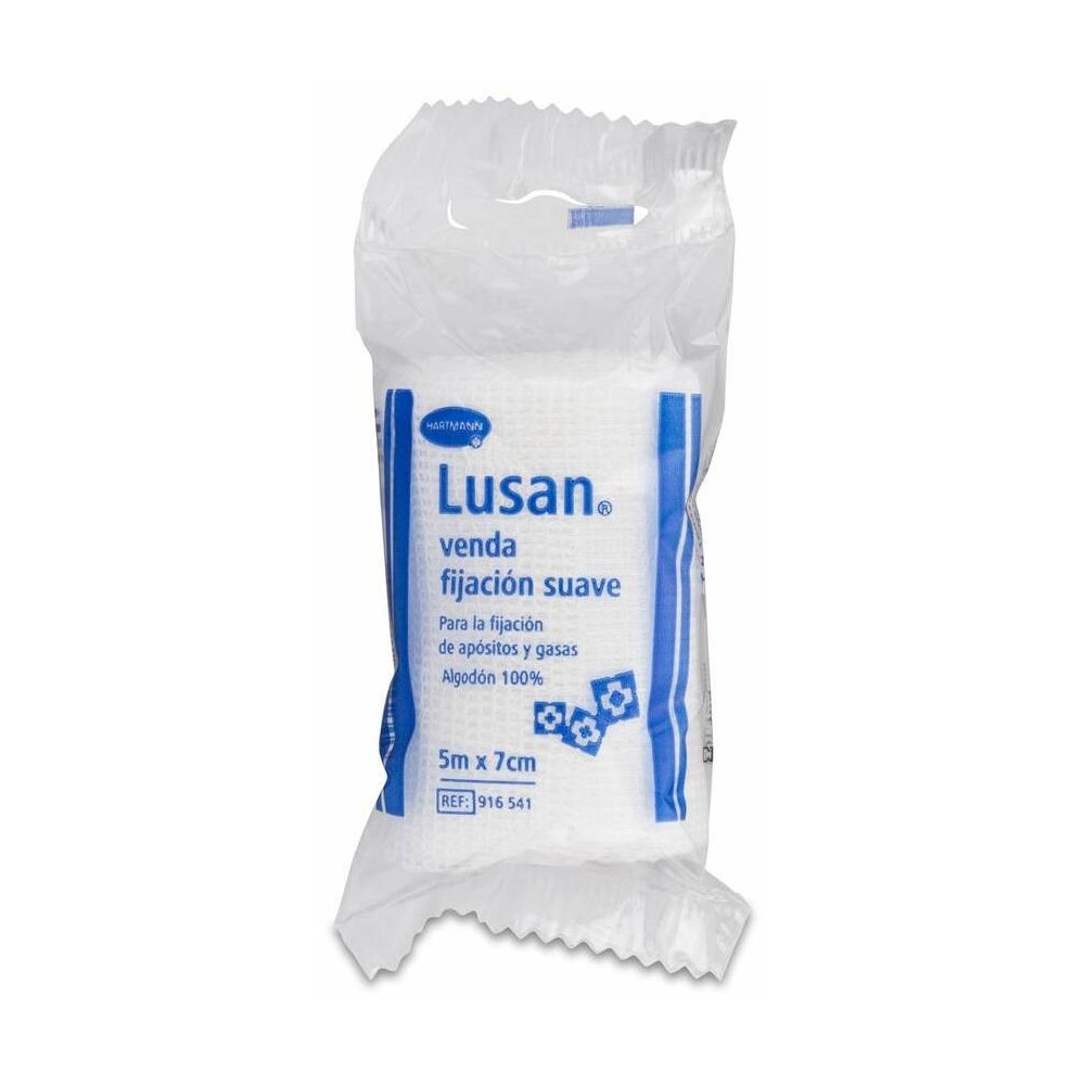 Lusan Venda De Gasa Hidrofila Cambric Fijación Suave 7 Cm X 5 M, 1 Ud