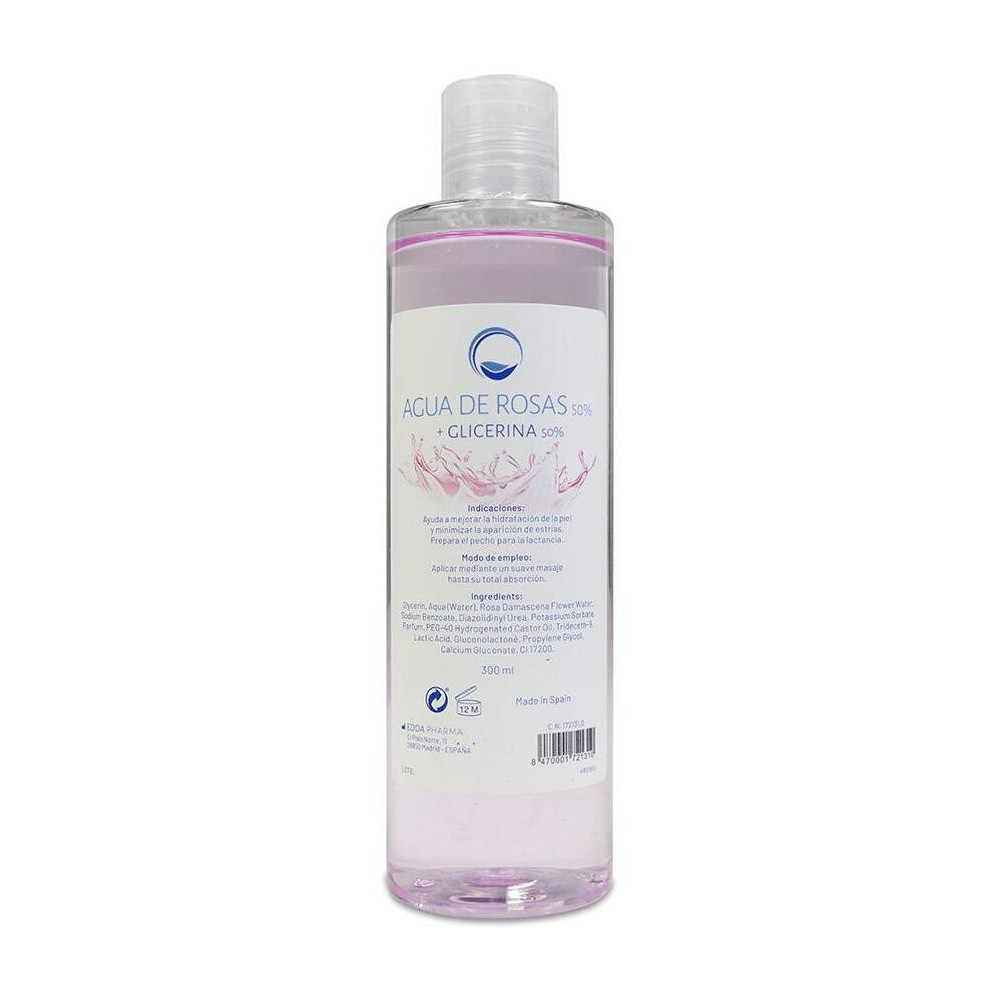 Edda Pharma Agua De Rosas 50 % + Glicerina 50 %, 300 Ml