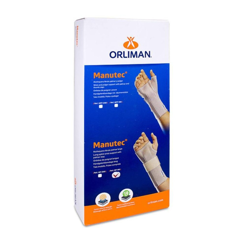 Orliman Muñequera Férula Larga I60 Izquierda Talla 3 17-19, 1 Unidad