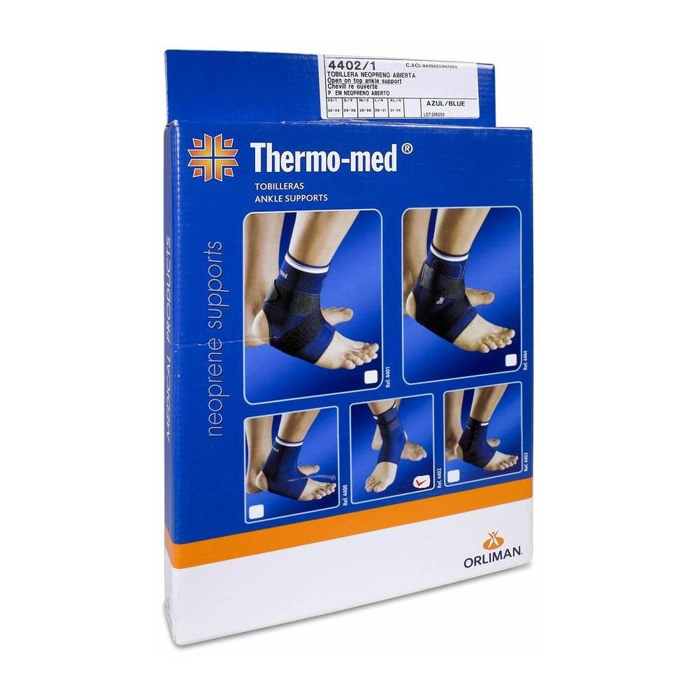 Orliman Tobillera De Neopreno Abierta Con Velcro Azul Ref. 4402 Talla 1, 1 Ud