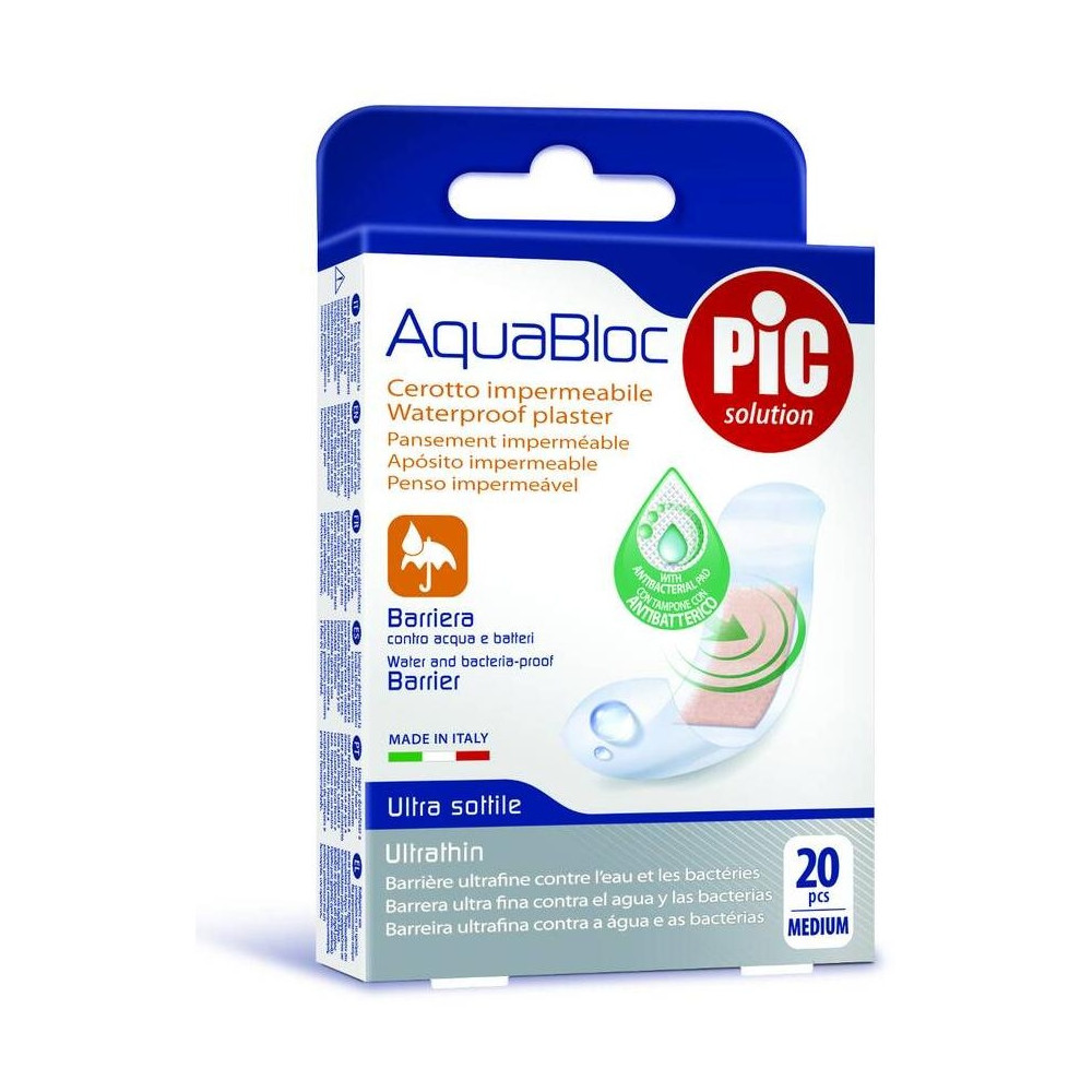 Pic Aquabloc Con Bactericida Apósito Adhesivo 19X72Mm 20Uds