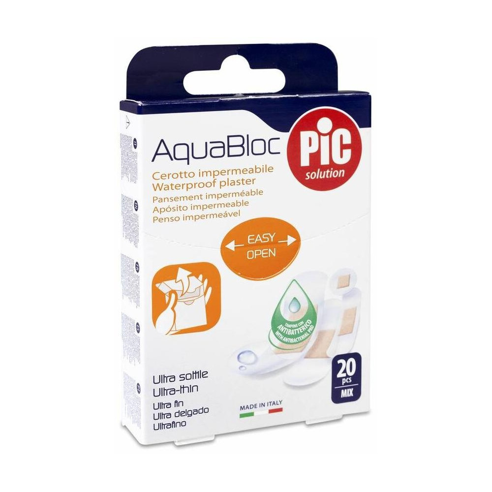 Pic Aquabloc Con Bactericida Apósito Adhesivo Surtido 20Uds