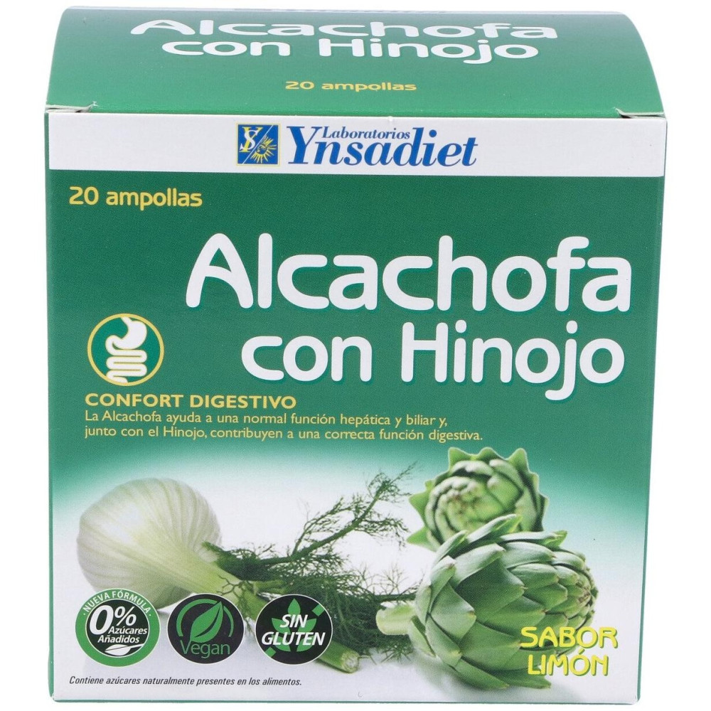 Ynsadiet Alcachofa Con Hinojo Sabor Limón 20 Ampollas