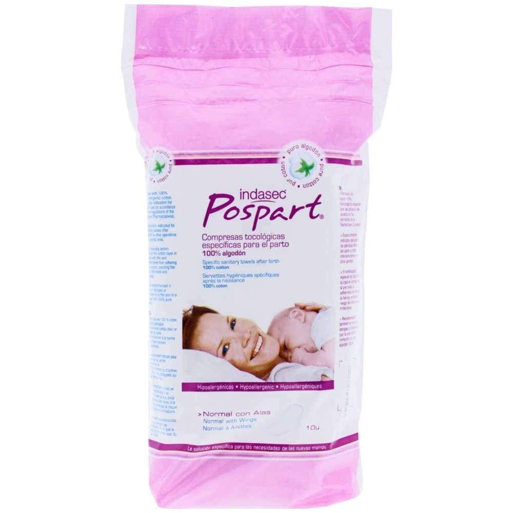 Indasec Pospart Compresas Tocológicas Normal Con Alas 14Uds