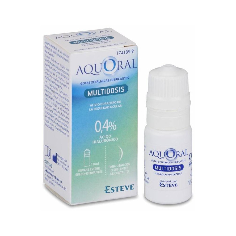 Aquoral Gotas Oftalmicas Lubricantes Esteril Ác Hialurónico 0,4% Multidosis, 10 Ml
