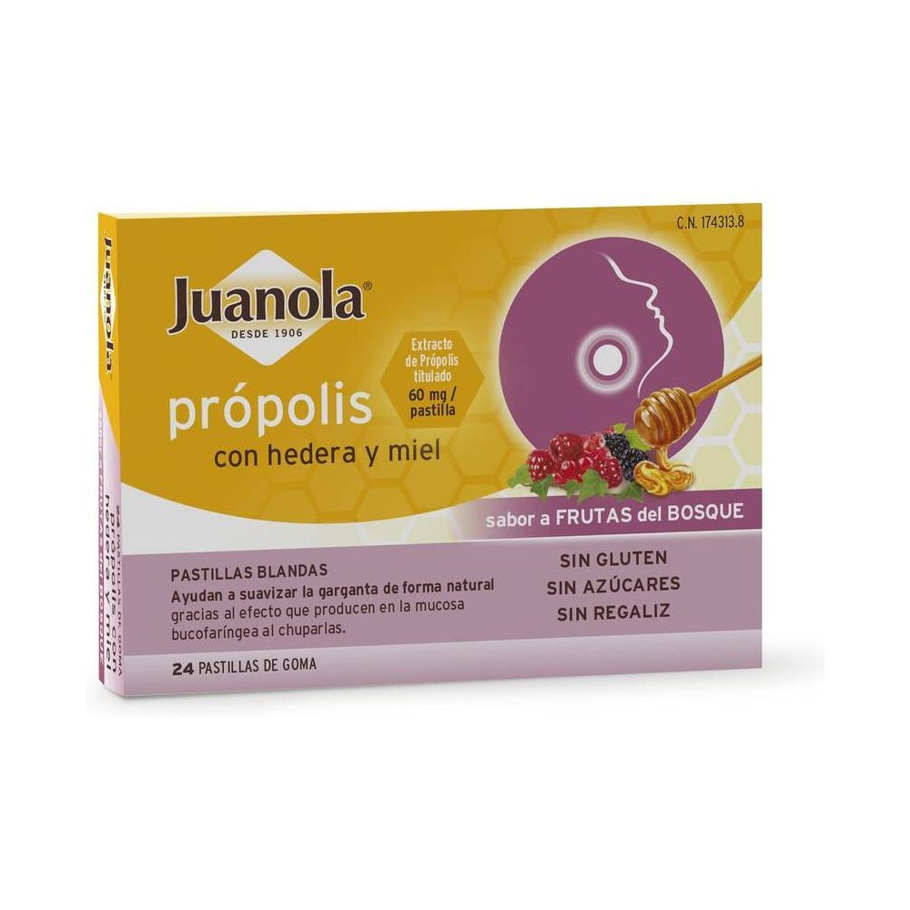 Juanola Pastillas Própolis + Hedera Con Miel Sabor Frutos Del Bosque, 24 Uds