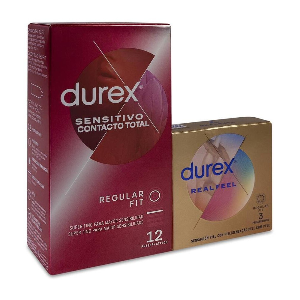 Promoción Durex Contacto Total 12 Uds + Real Feel 3 Uds, 15 Uds