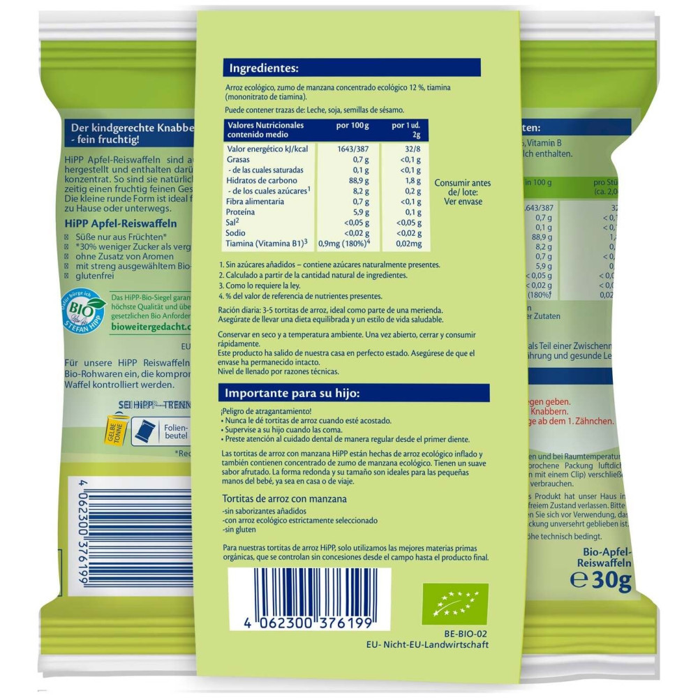 Tortitas De Arroz Con Manzana 8 Mese 30Gr. Bio Sg