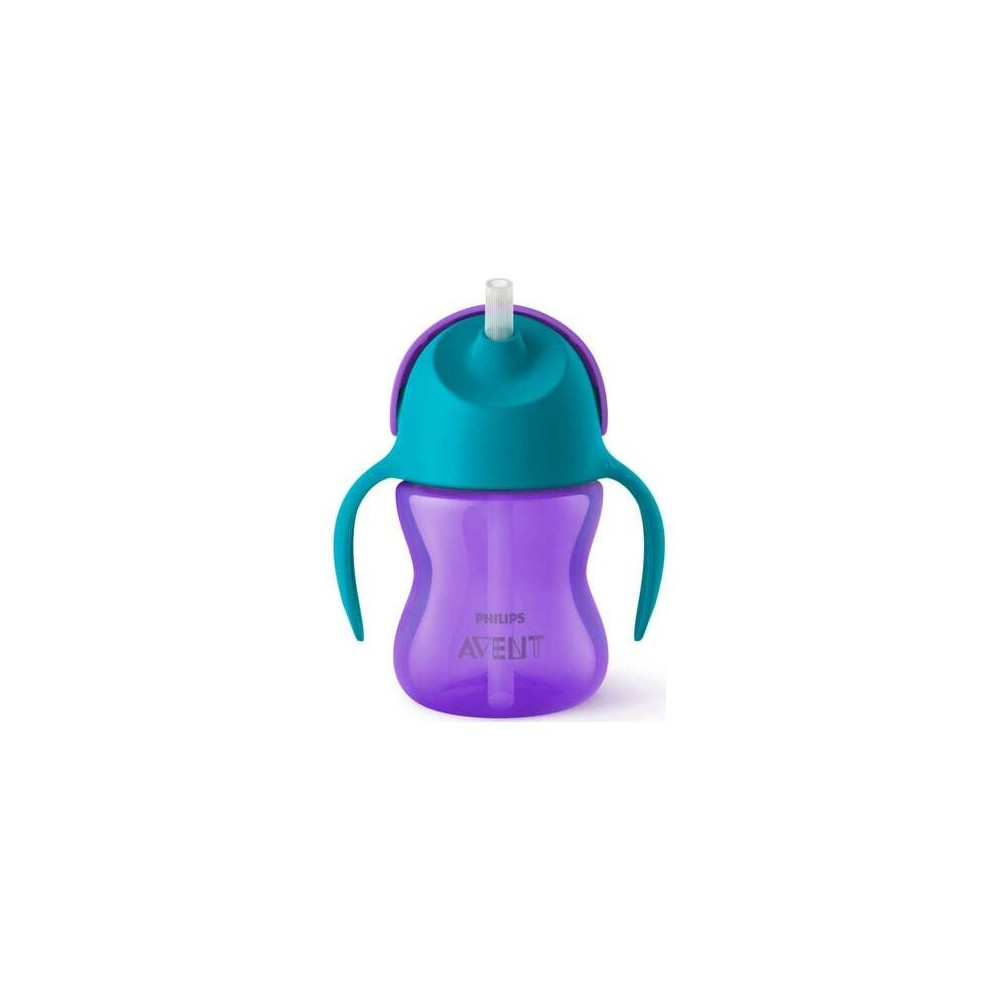 Vaso Pajita Y Asas Morado 210Ml +6Meses Scf796/02