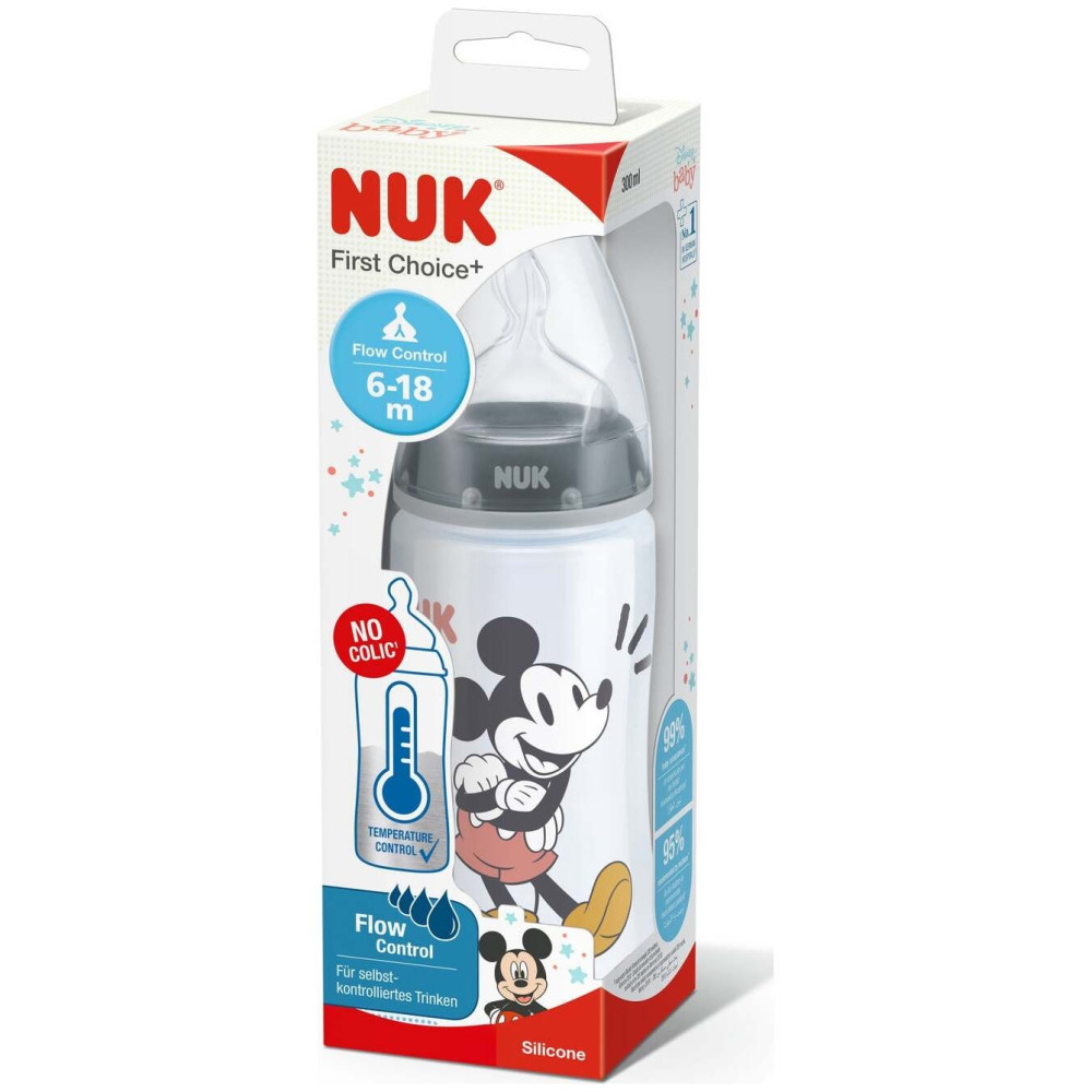 Nuk Biberon Silicona Flow Control Mickey 6-18M Niño 300Ml