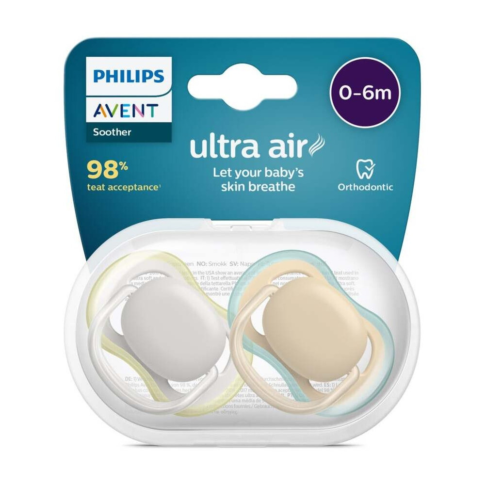 Philips Avent Chupete Ultra Air 0-6Meses Neutro 2Uds