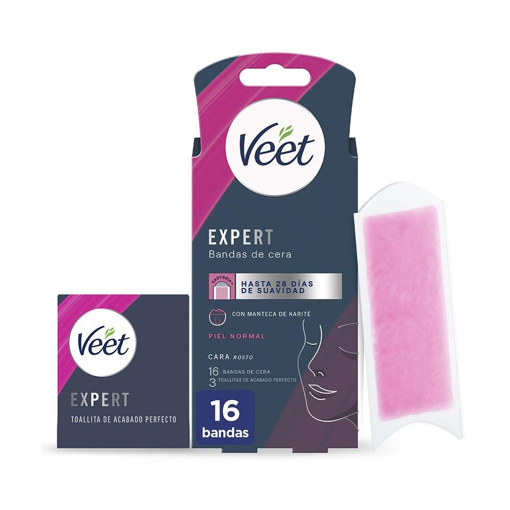 Veet Expert Bandas De Cera Depilatoria Facial Piel Normal 16Uds