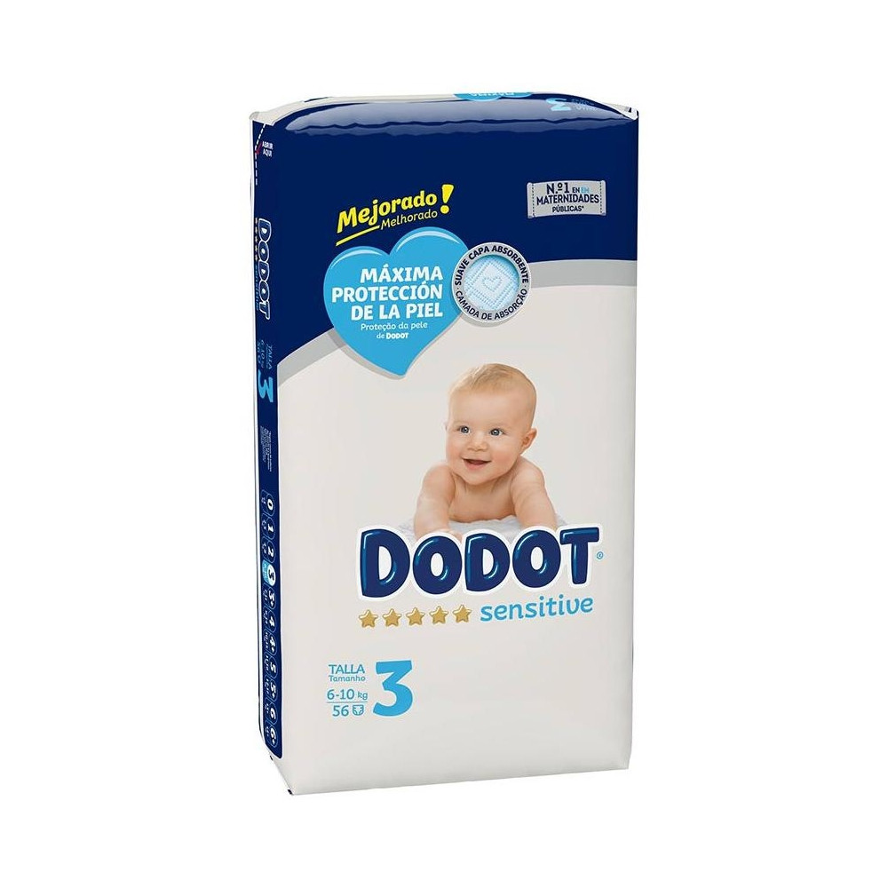 Dodot Sensitive Talla 3 Pañales 6-10 Kg 56 U