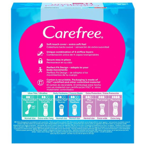 Carefree Algodón Normales - Protegeslips Transpirable Sin Perfume, Flexible Y Ultrafino 56 U