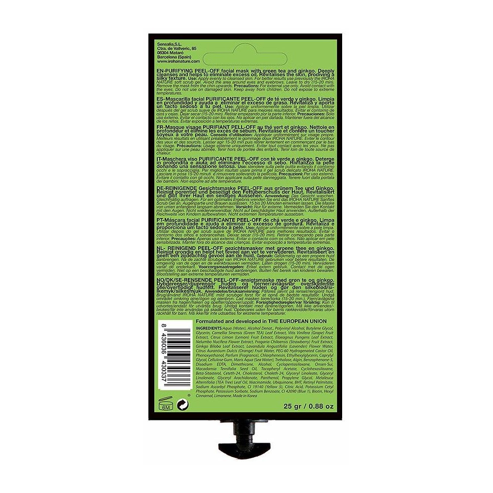 Iroha Nature Mascarillas Peel-Off Purificante Té Verde 25G