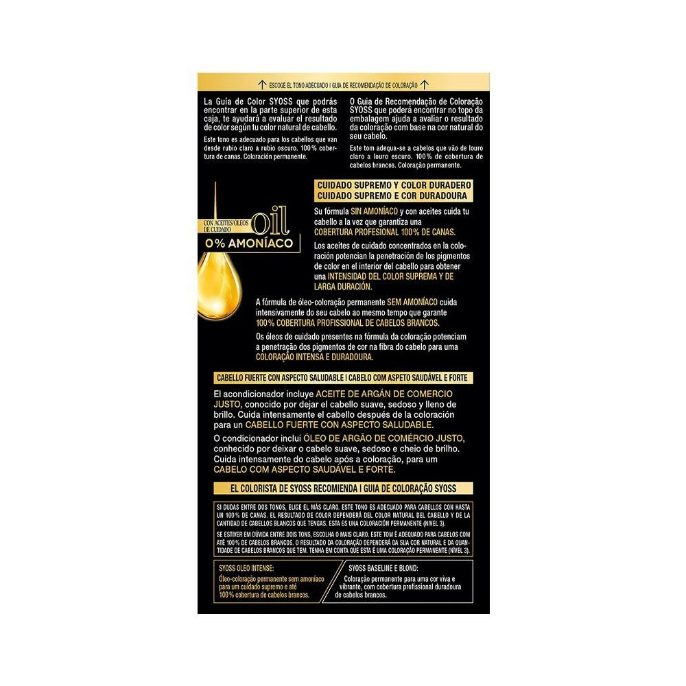 Syoss Oleo Intense Permanent Oil Color Rubio Miel 8-60 50Ml