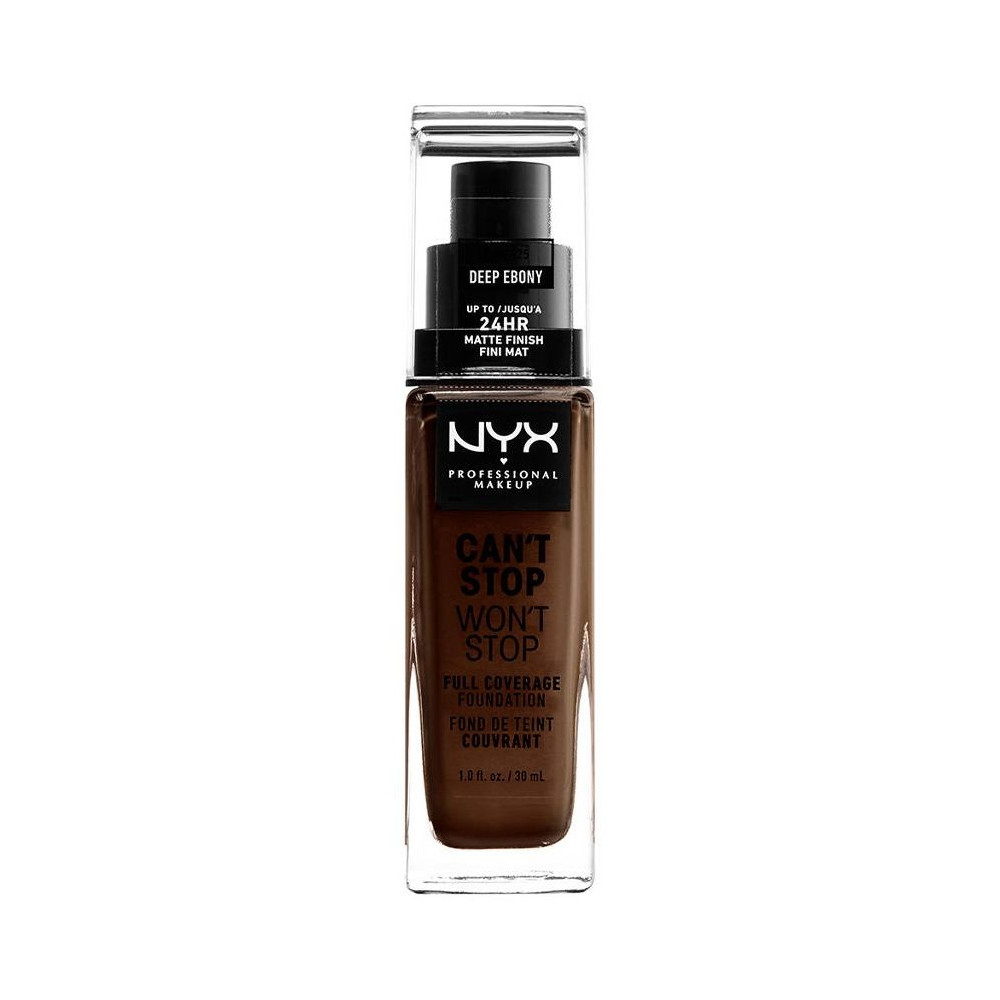 Nyx Can'T Stop Won'T Stop Full Coverage Foundation Deep Ebony 30Ml