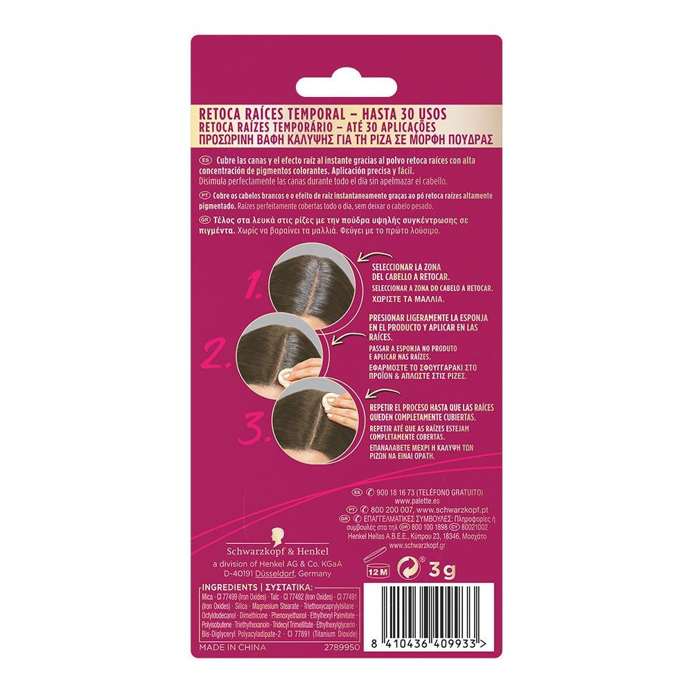 Schwarzkopf Palette Root Retouch Retoca Raíces Compacto Castaño Claro 3G