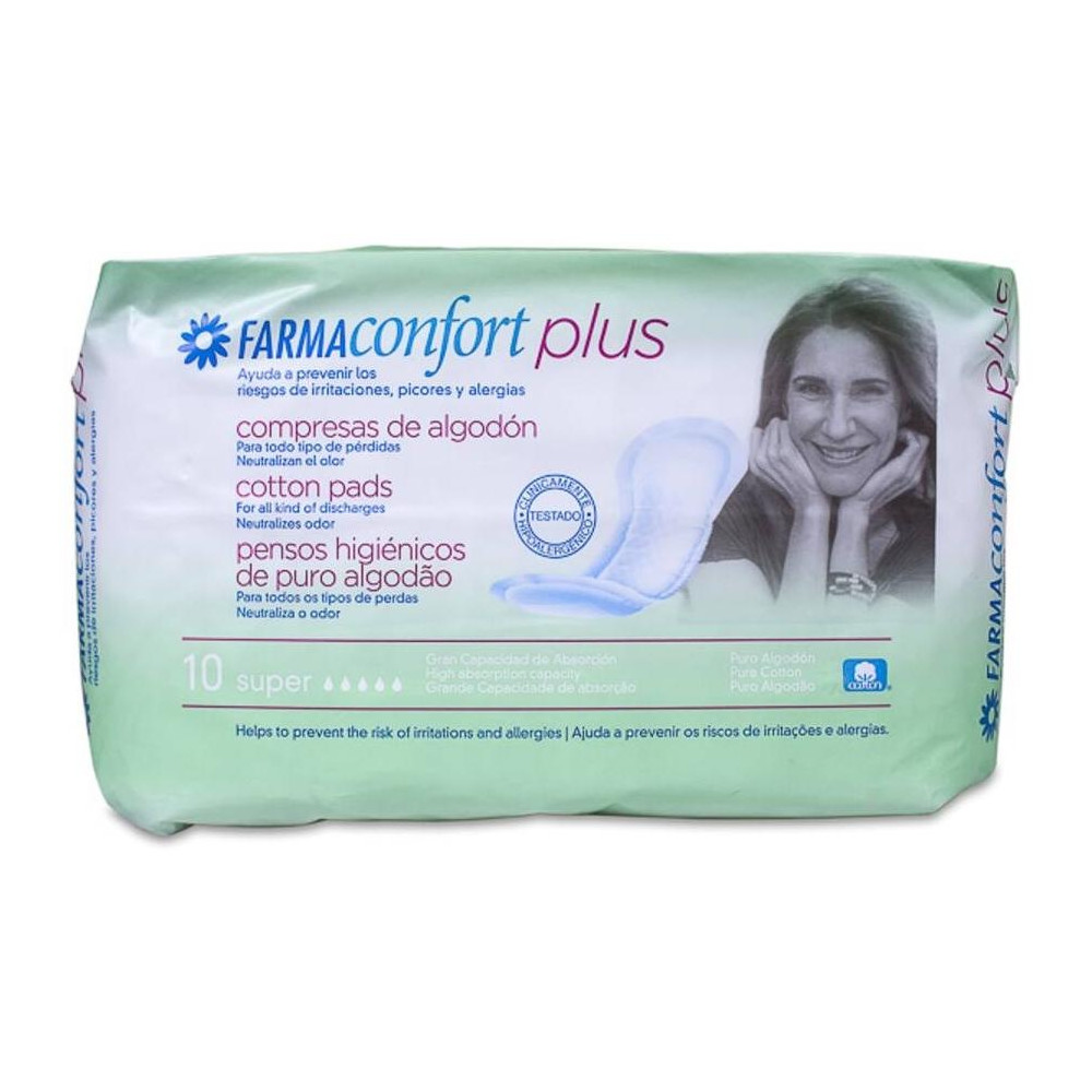 Farmaconfort Plus Compresas De Algodón Súper, 10 Uds