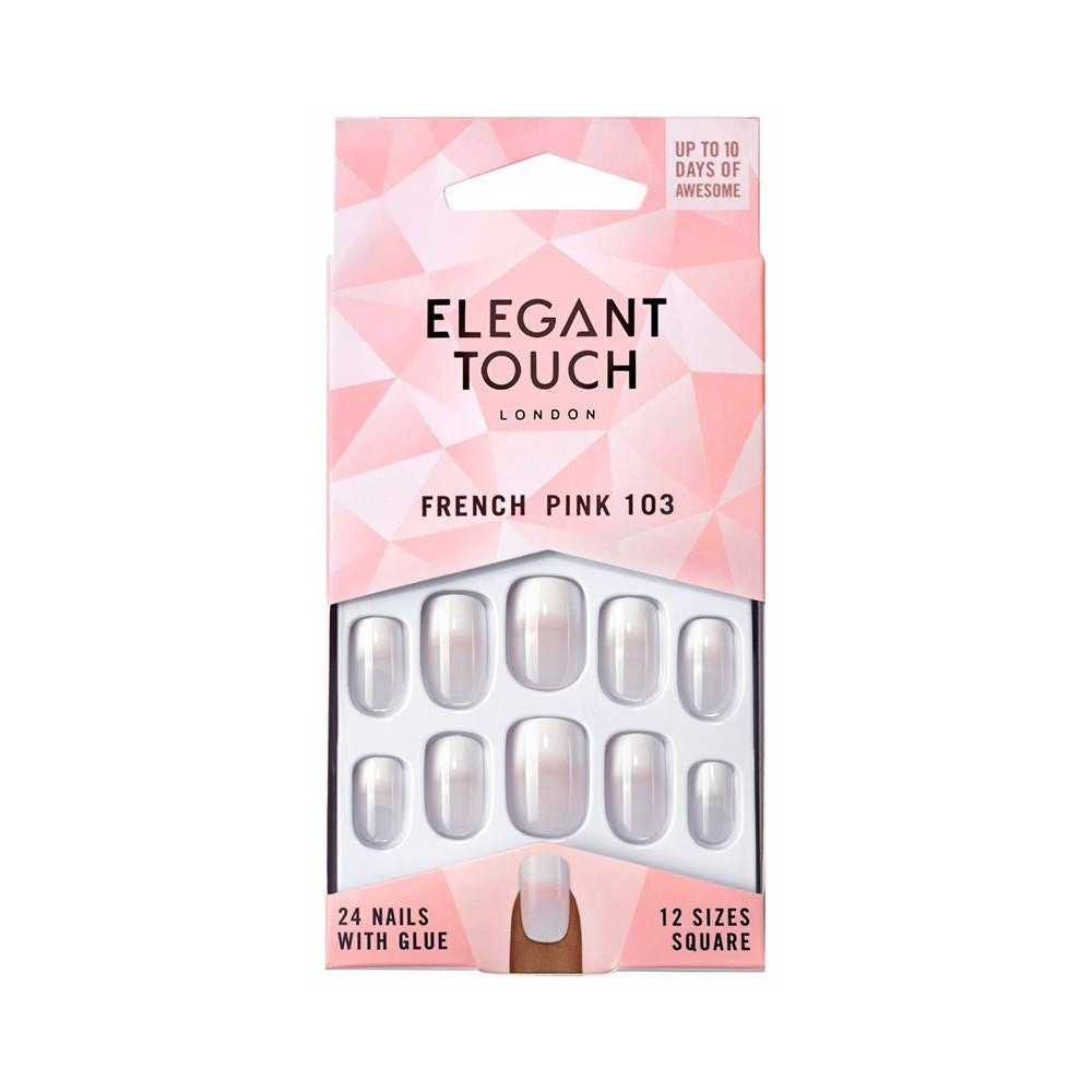 Elegant Touch Natural French Kit Uñas Adhesivas 103 Medium Pink